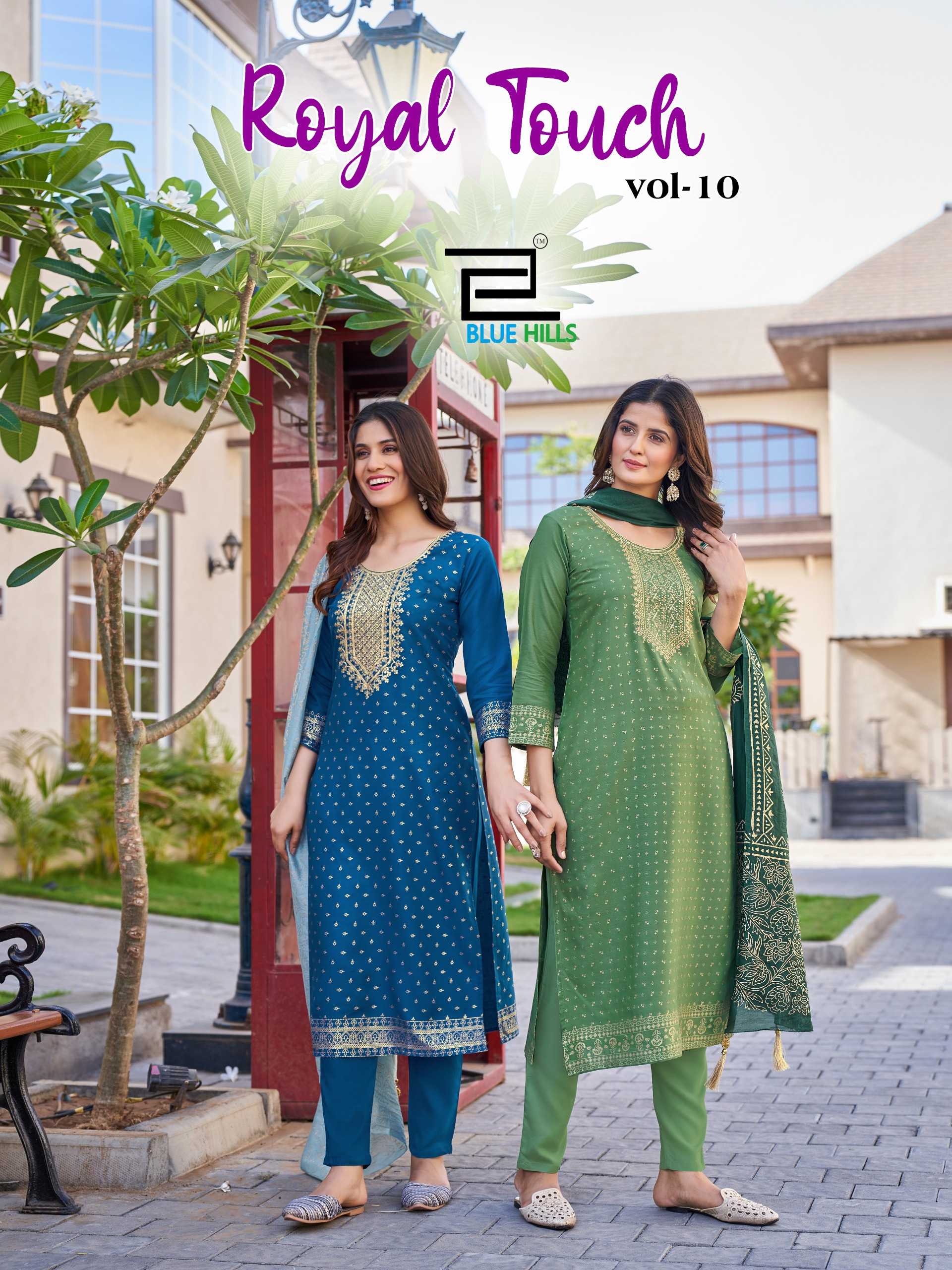royal touch vol 10 by blue hills fancy rayon readymade elegant look big size salwar kameez 