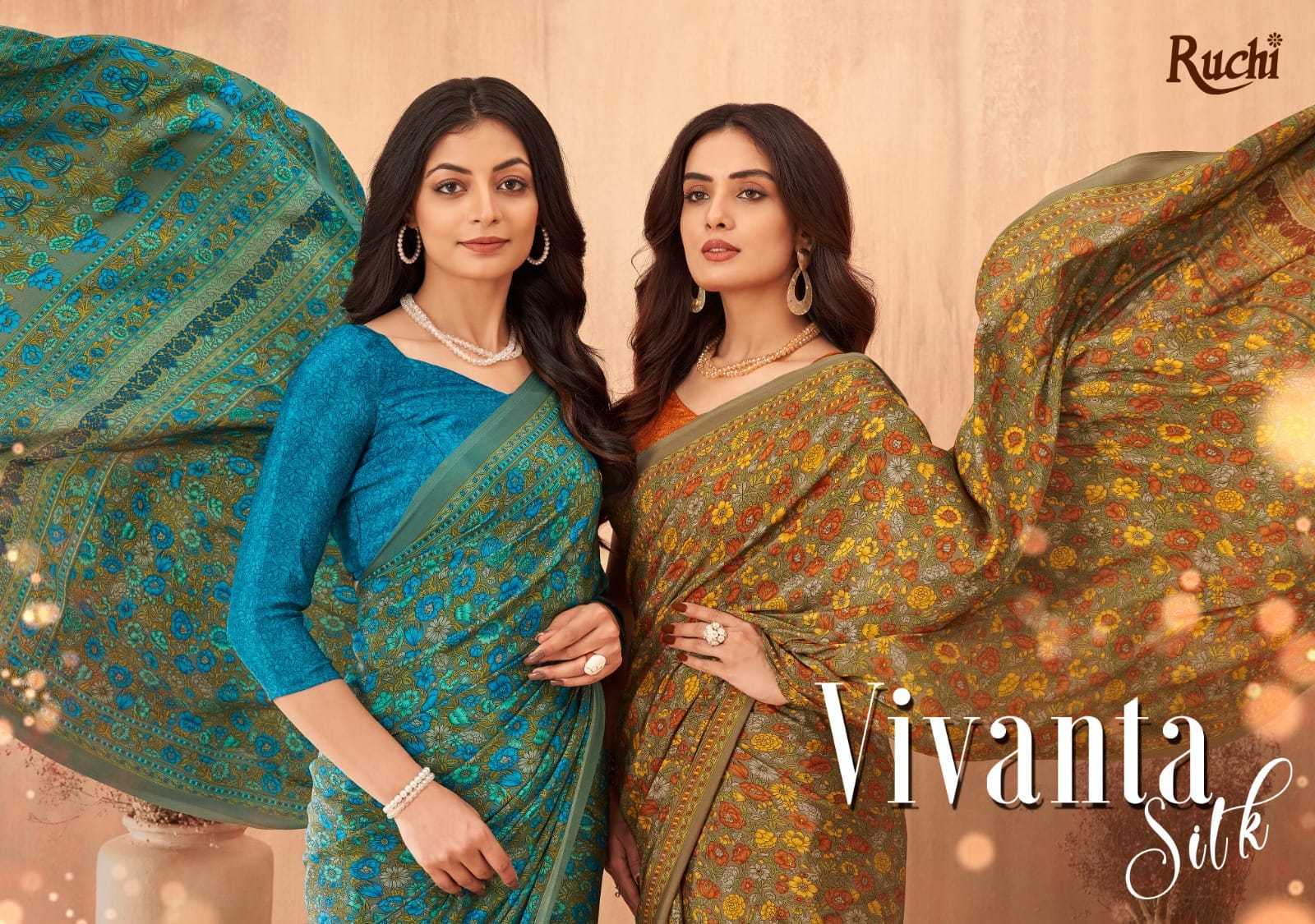 ruchi vivanta silk vol 34 silk crepe printed saris at best rate 