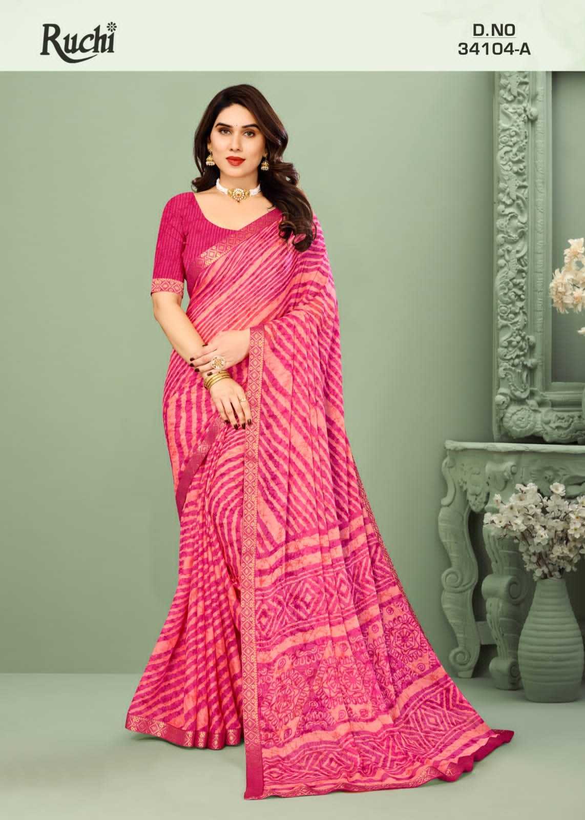 simayaa lehriya104 by ruchi saree stylish chiffon saree wholesaler