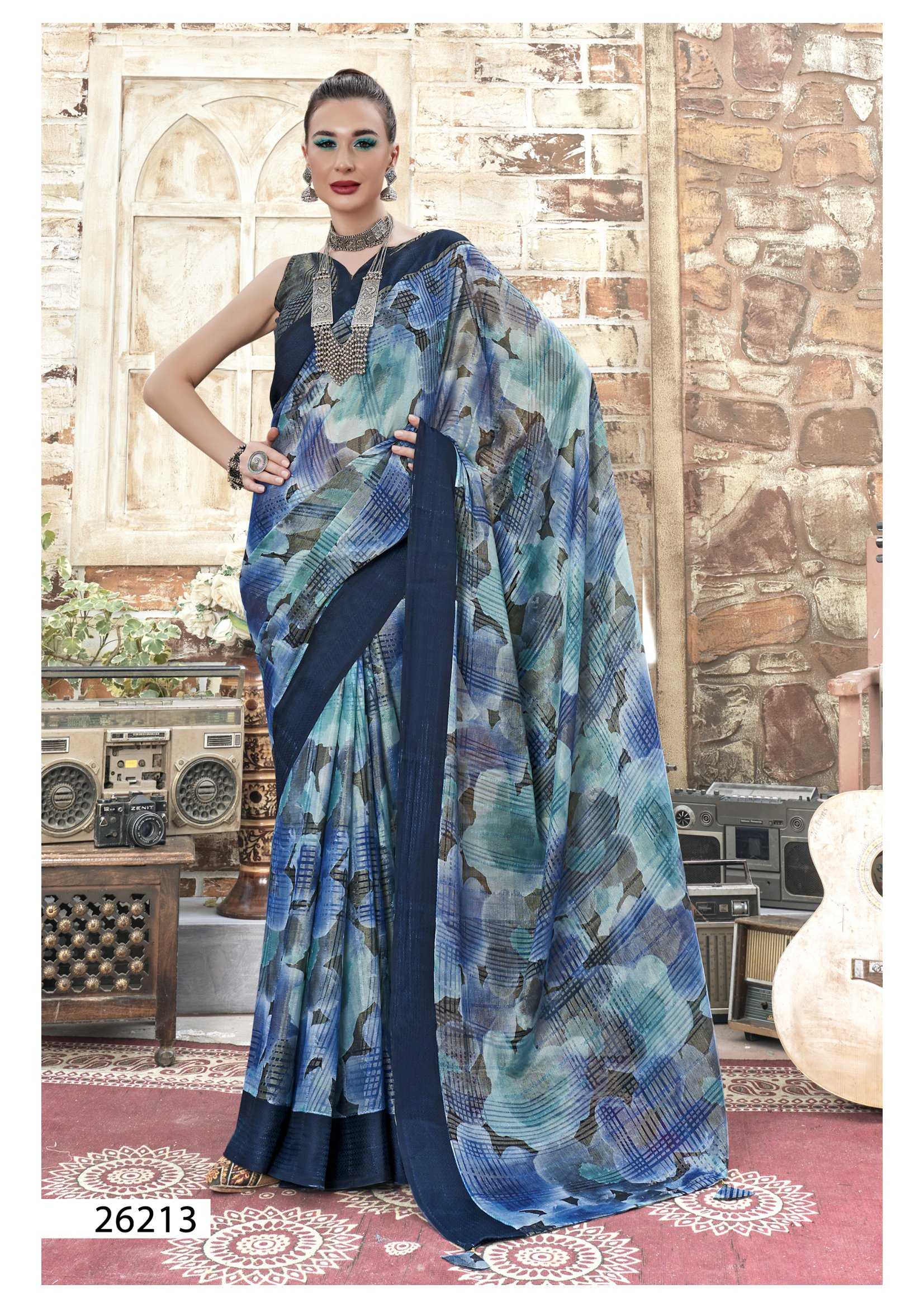 vallabhi prints presents pleasant vol 2 stylish brasso floral printed saree supplier