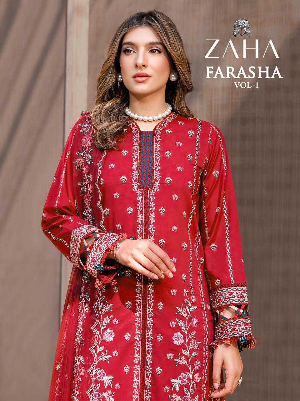 zaha presents farasha vol 1 trendy pakistani concept salwar kameez material   