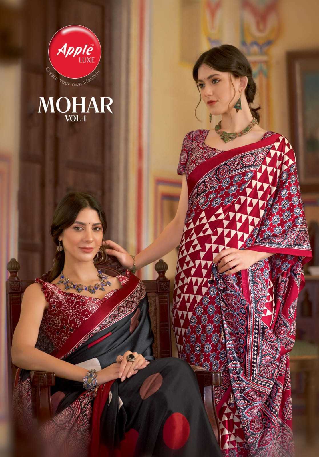 mohar vol 1 by apple 101a-104b fancy japan satin traditional wear saree exports