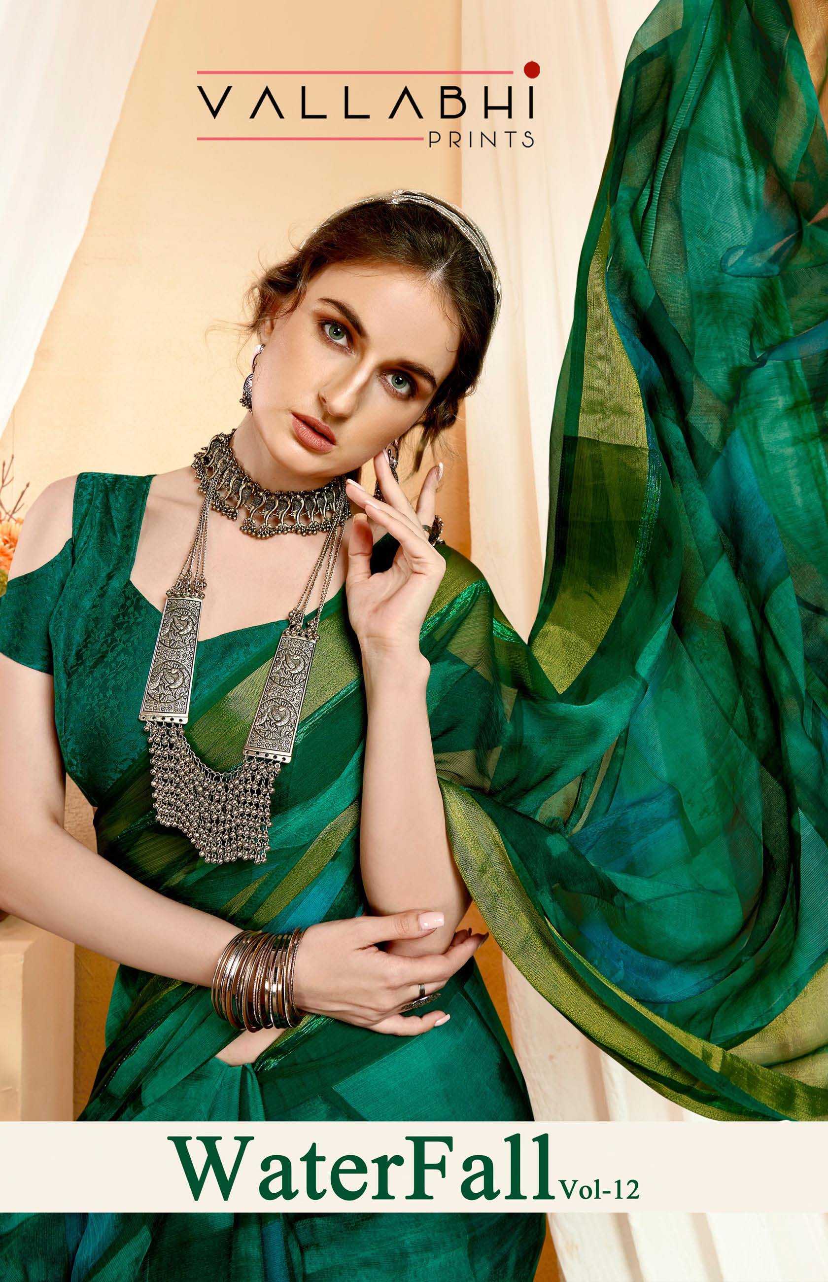 waterfall vol 12 by vallabhi prints latest style beautiful look chiffon saree exports