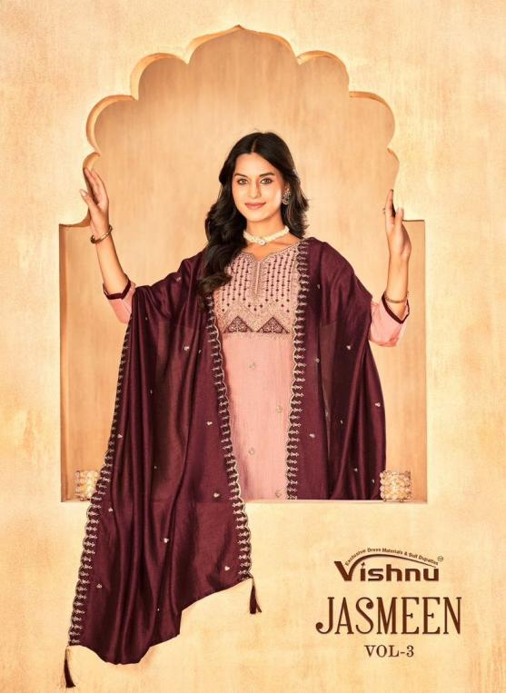 vishnu jasmeen vol 3 readymade stylish vichitra silk suit for womens 