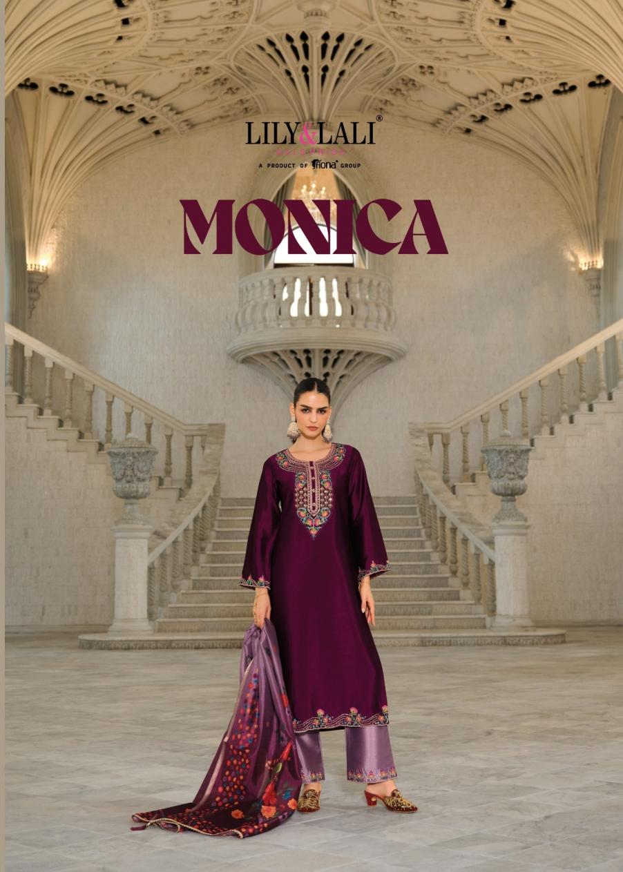 lily & lali monica exclusive silk full stitch 3pcs at best rate
