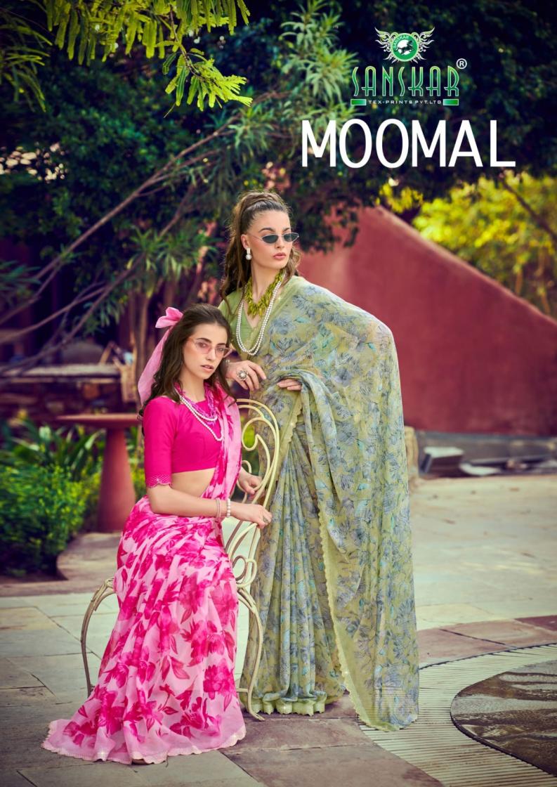moomal by sanskar tex prints georgette chiffon sirowski sarees 