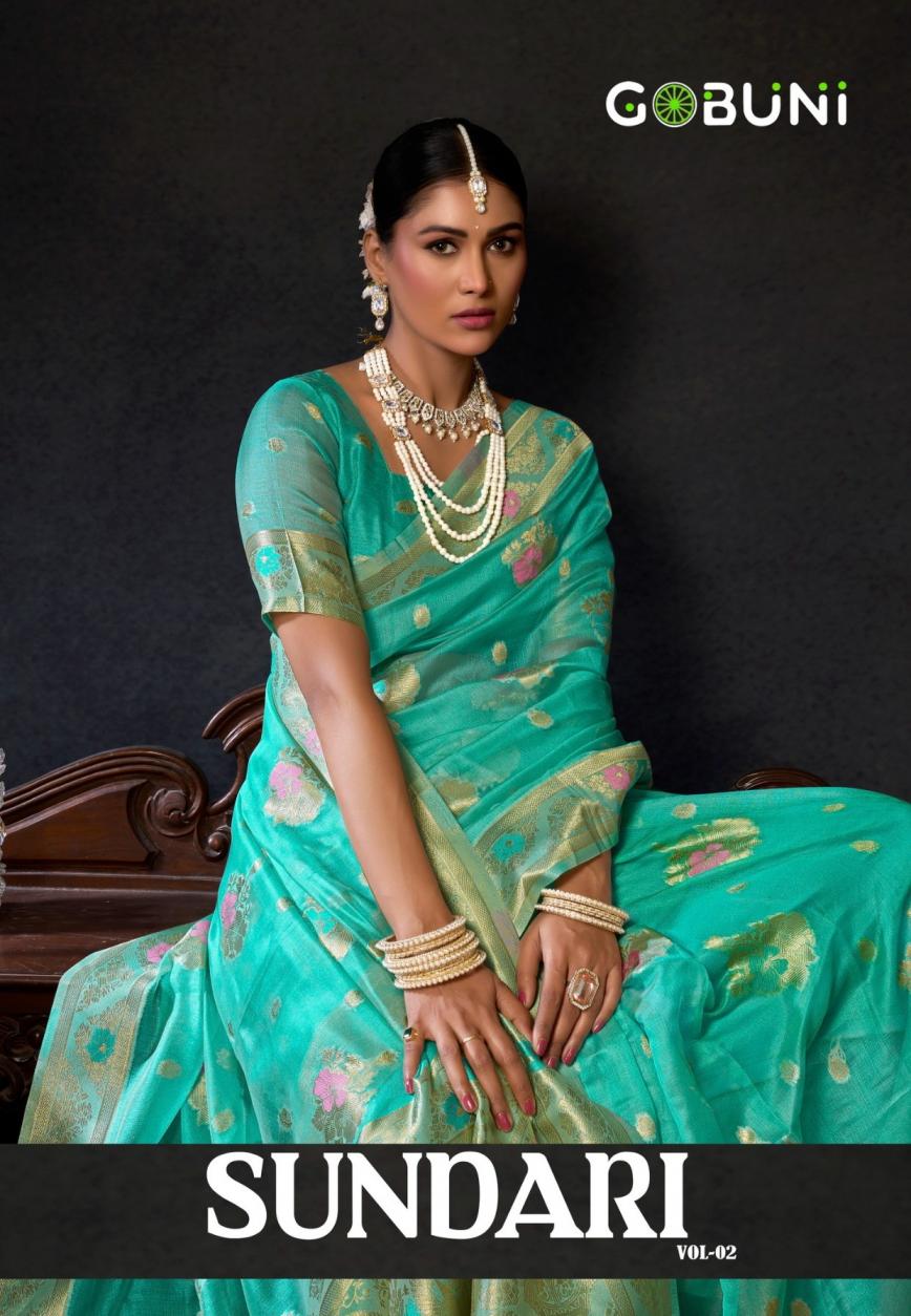 sundari vol 2 by gobuni organza khadi with zhallar traditional sarees perfect for festivals