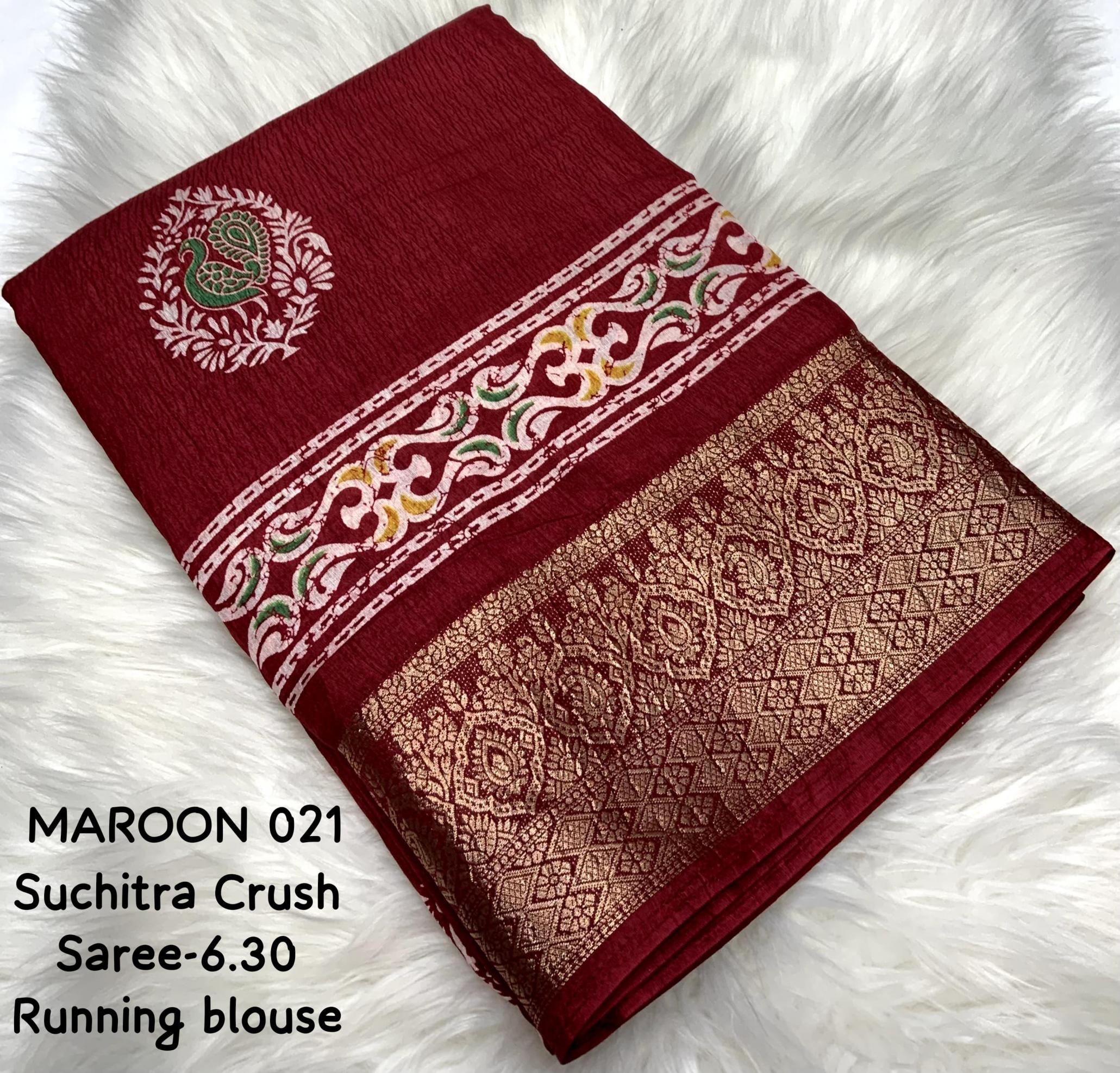 21 suchitra cotton crape crush elegance sare for womens  