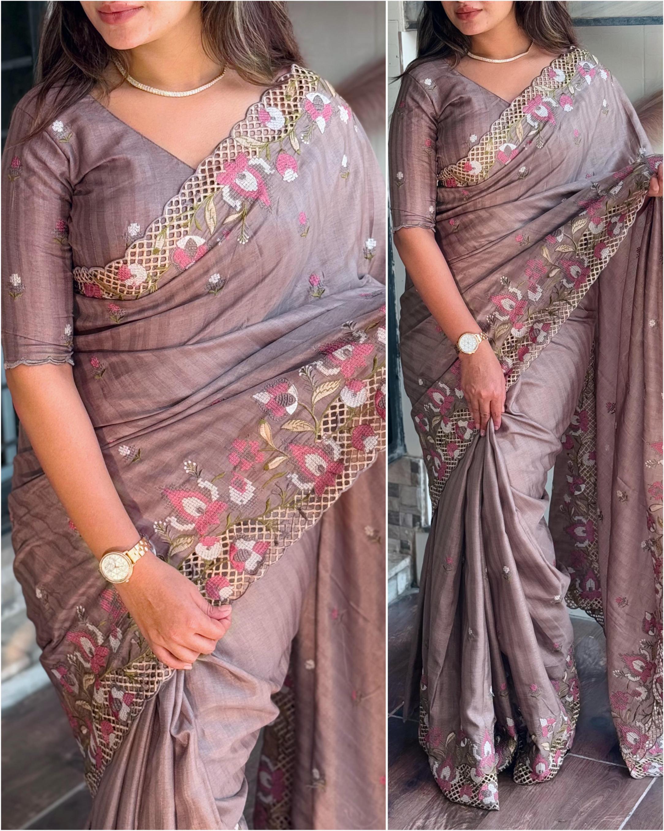 vijayalaxmi viscose slub silk embroidered saree for womens 
