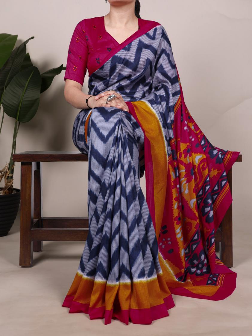 ynf7043 printed zigzag weaves tasar silk sarees