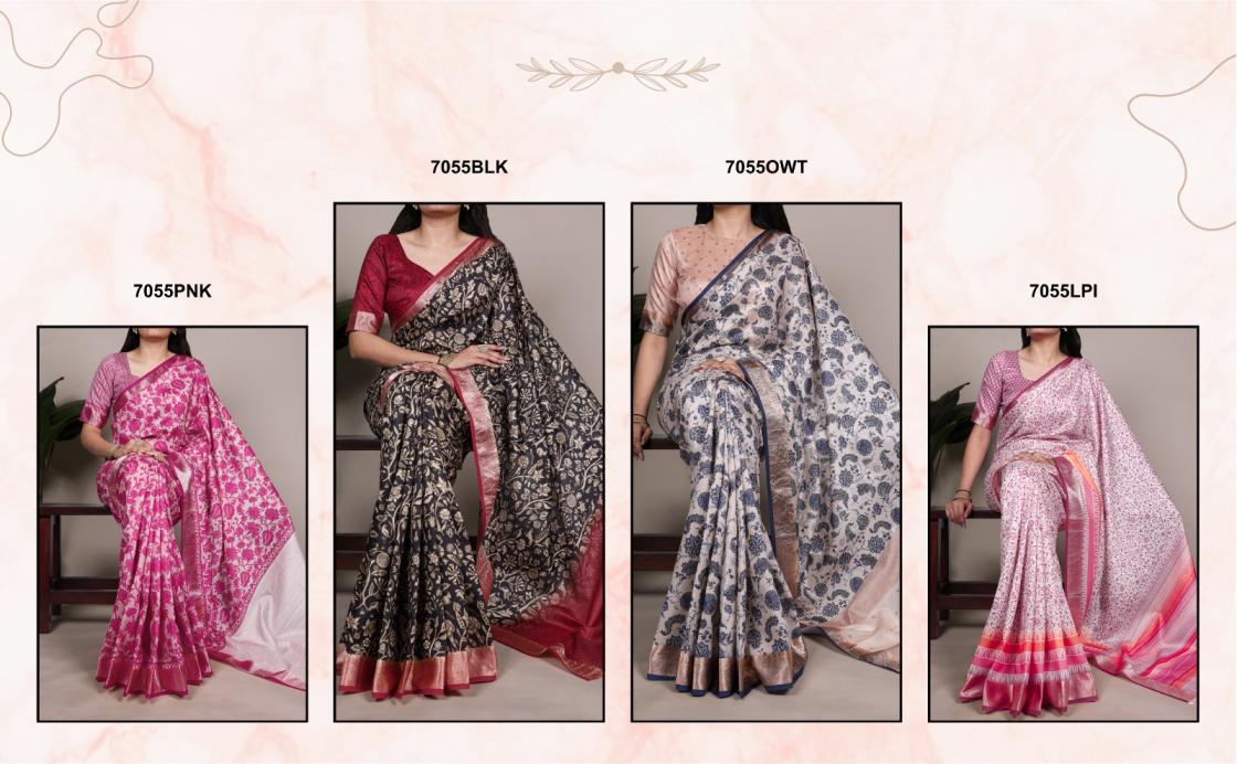 ynf7055 tasar silk with viscose border printed sarees