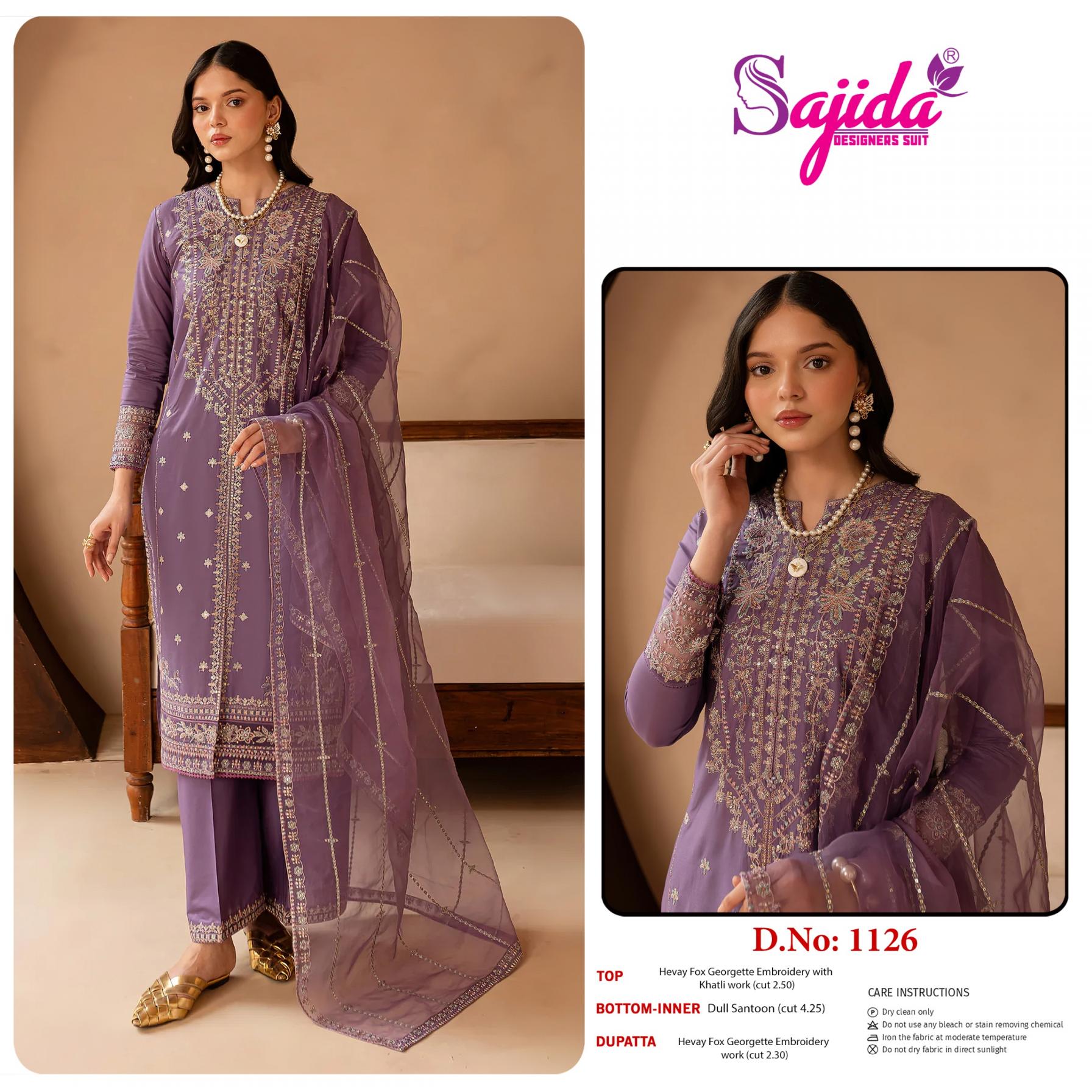 1126 by sajida designer readymade big size georgette single pakistani suit for womens 