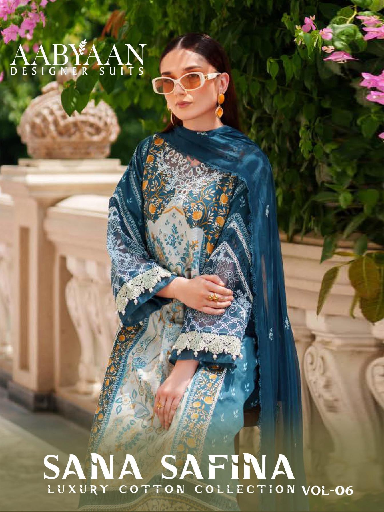 aabyaan sana safina vol 6 cotton karachi style pakistani suit online shoppling 