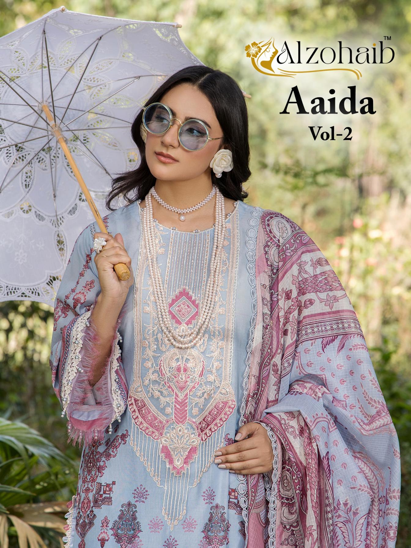 alzohaib aaida vol 2 cotton modern pakistani unstitch dress