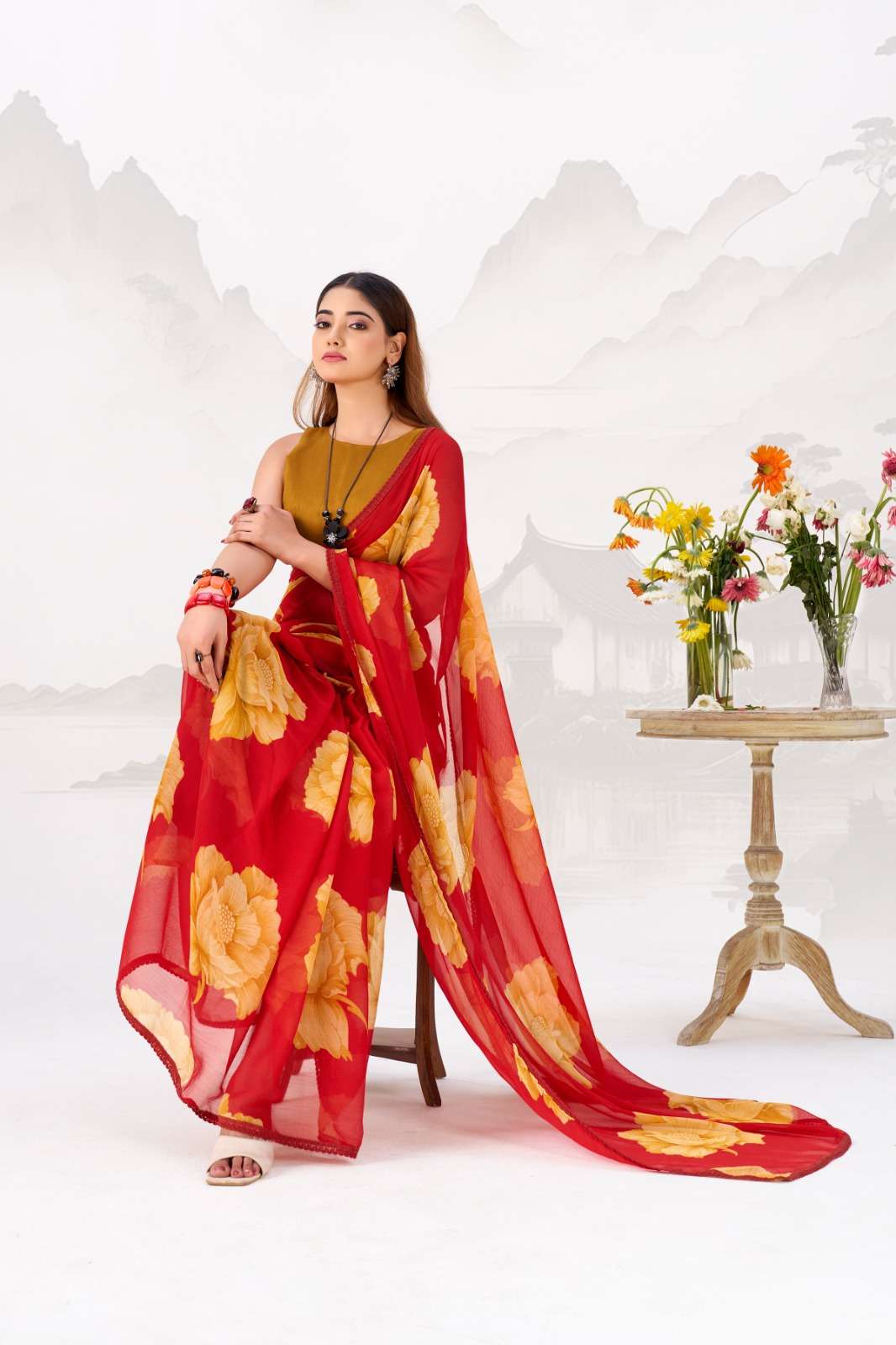 amelia ynf7033 hit design chiffon saree wholesaler 