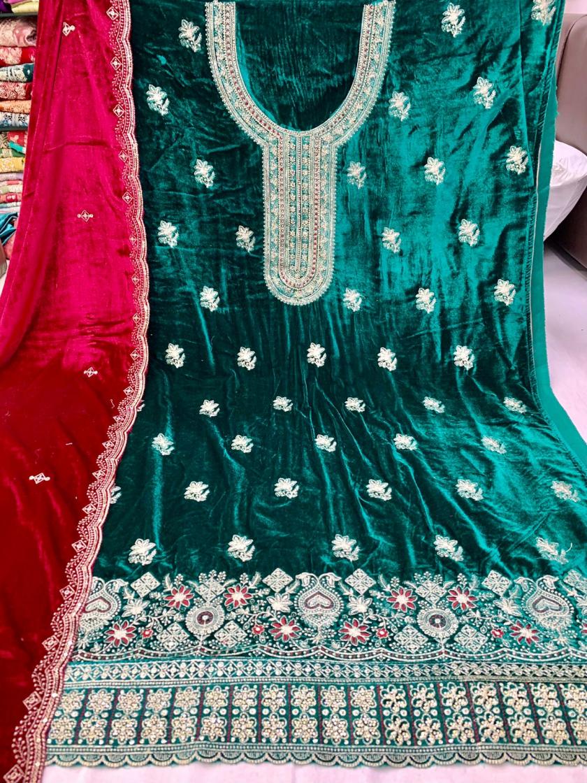 bansuri winter special viscose makhmal velvet suit for womens 
