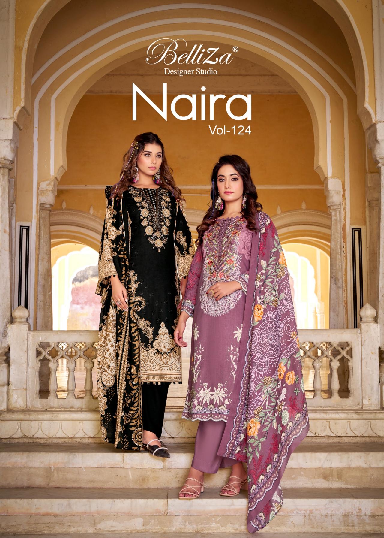 belliza designer naira vol 124 readymade cotton plus size pakistani dress