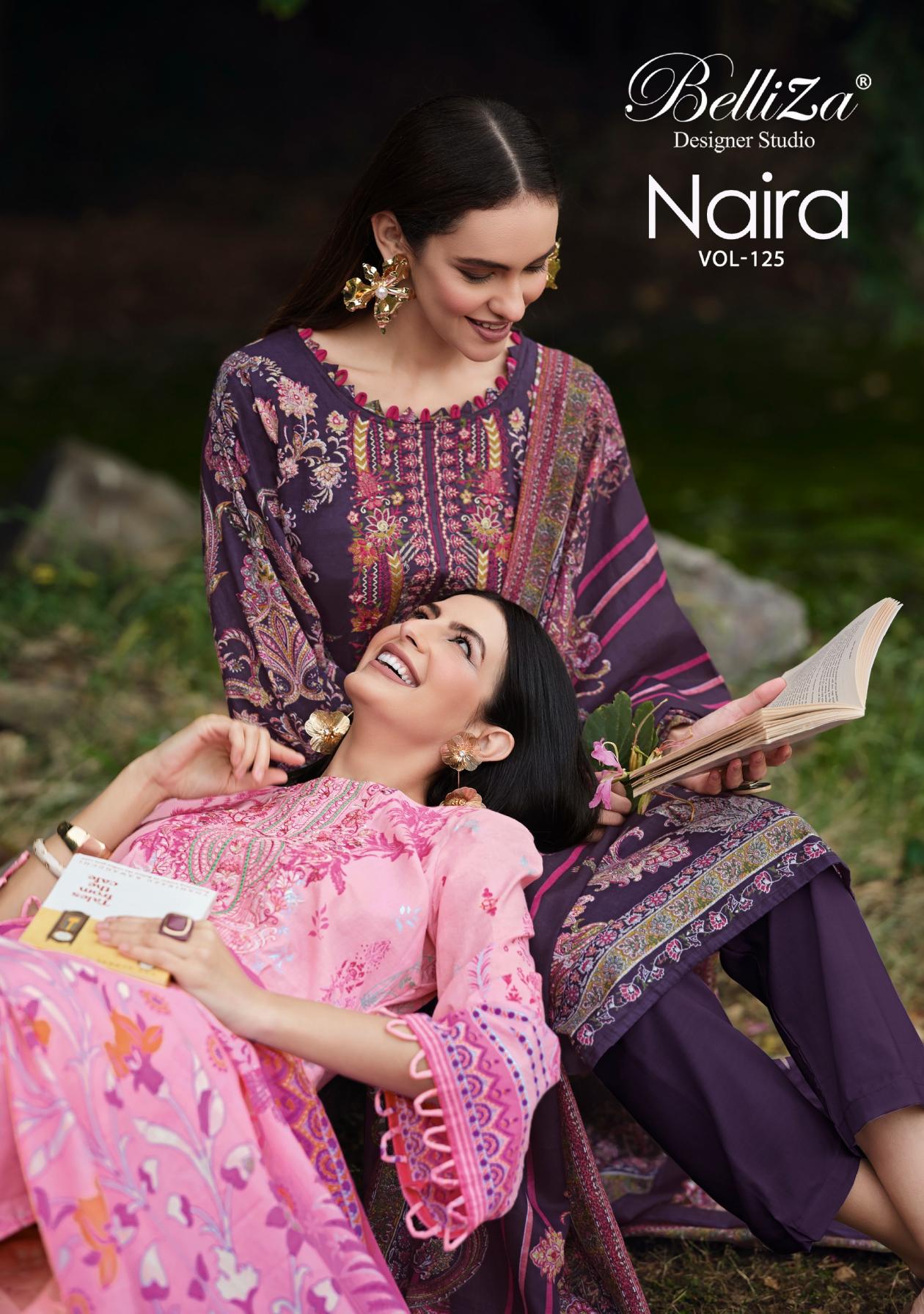 belliza designer naira vol 125 cotton modern pakistani suits 
