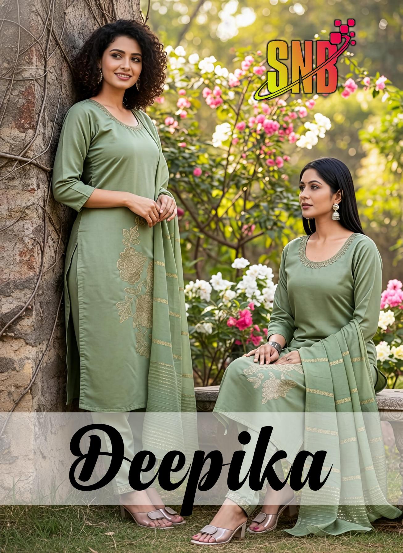 deepika by snb roman silk fully stitch classic 3pcs dress