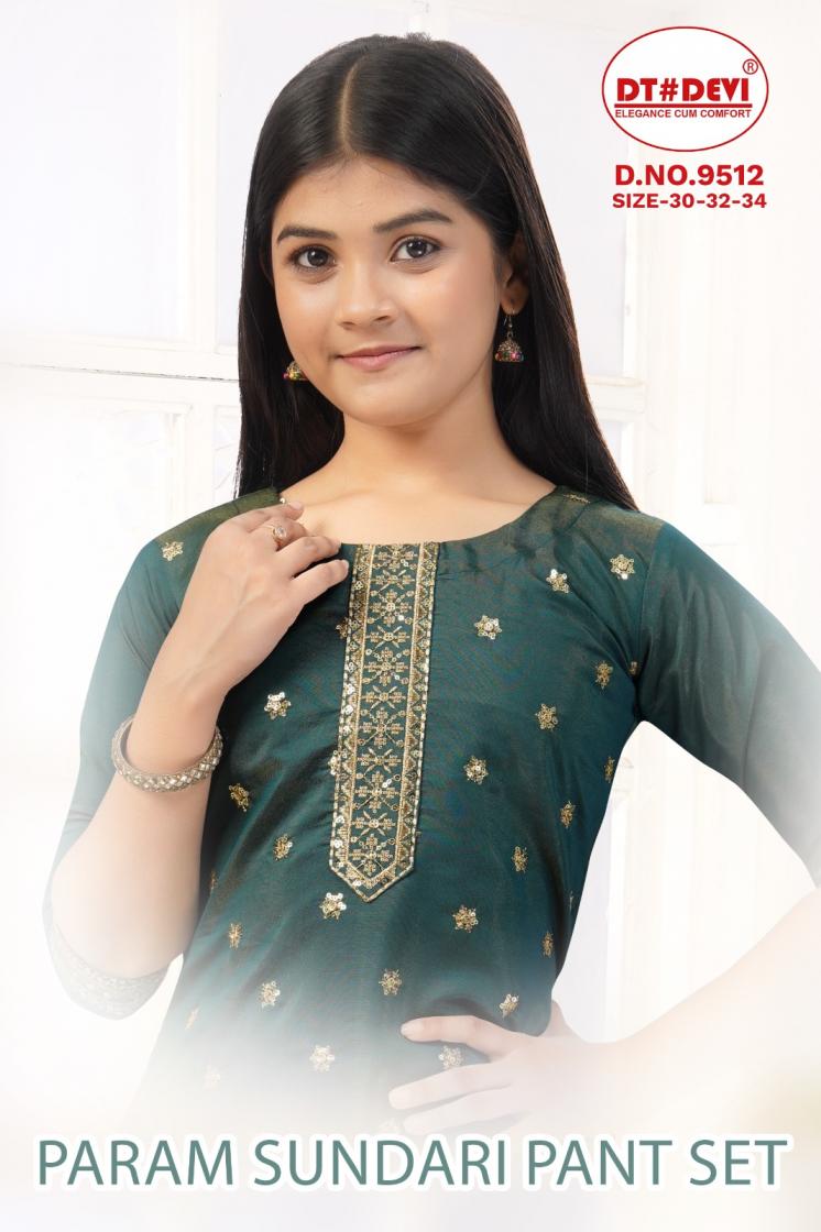dt devi param sundari 9512 roman shimmer readymade stylish combo 3pcs dress