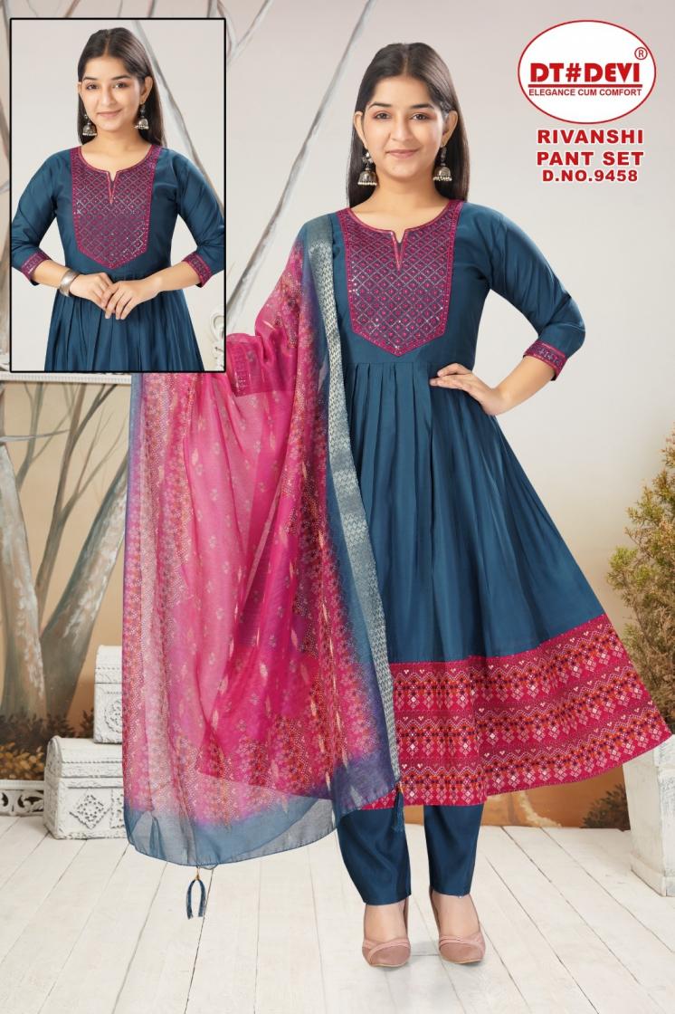 dt devi rivanshi 9458 fully stitch modern kids 3pcs combo suit 