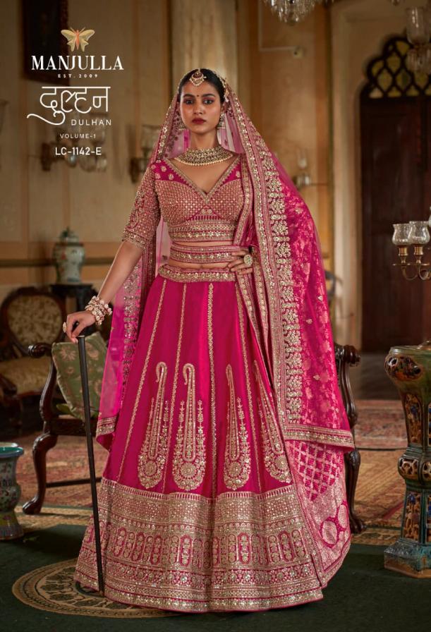 dulhan vol 1 by manjulla fashion tone silk engagement stitch lehenga unstitch blouse for bride