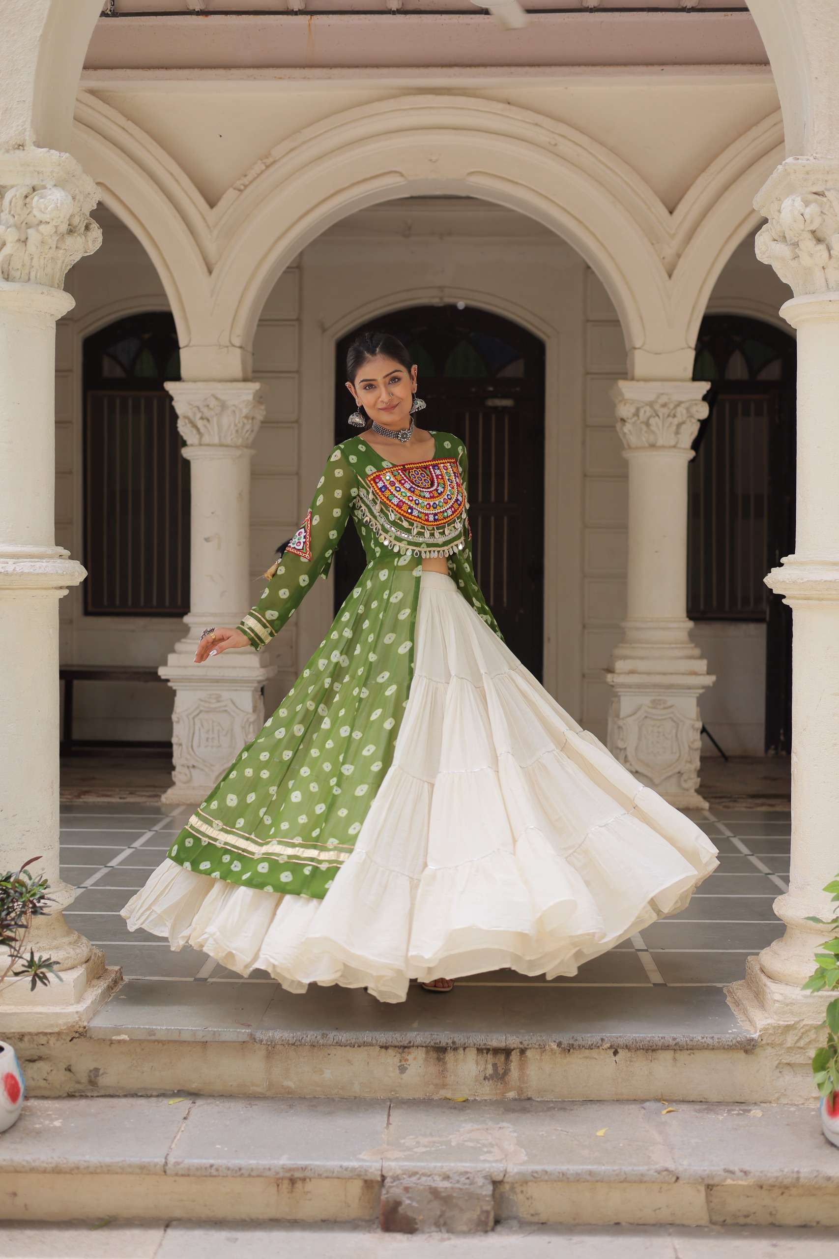 ka 5043 navratri kora cotton readymade trendy lehenga with kurti 