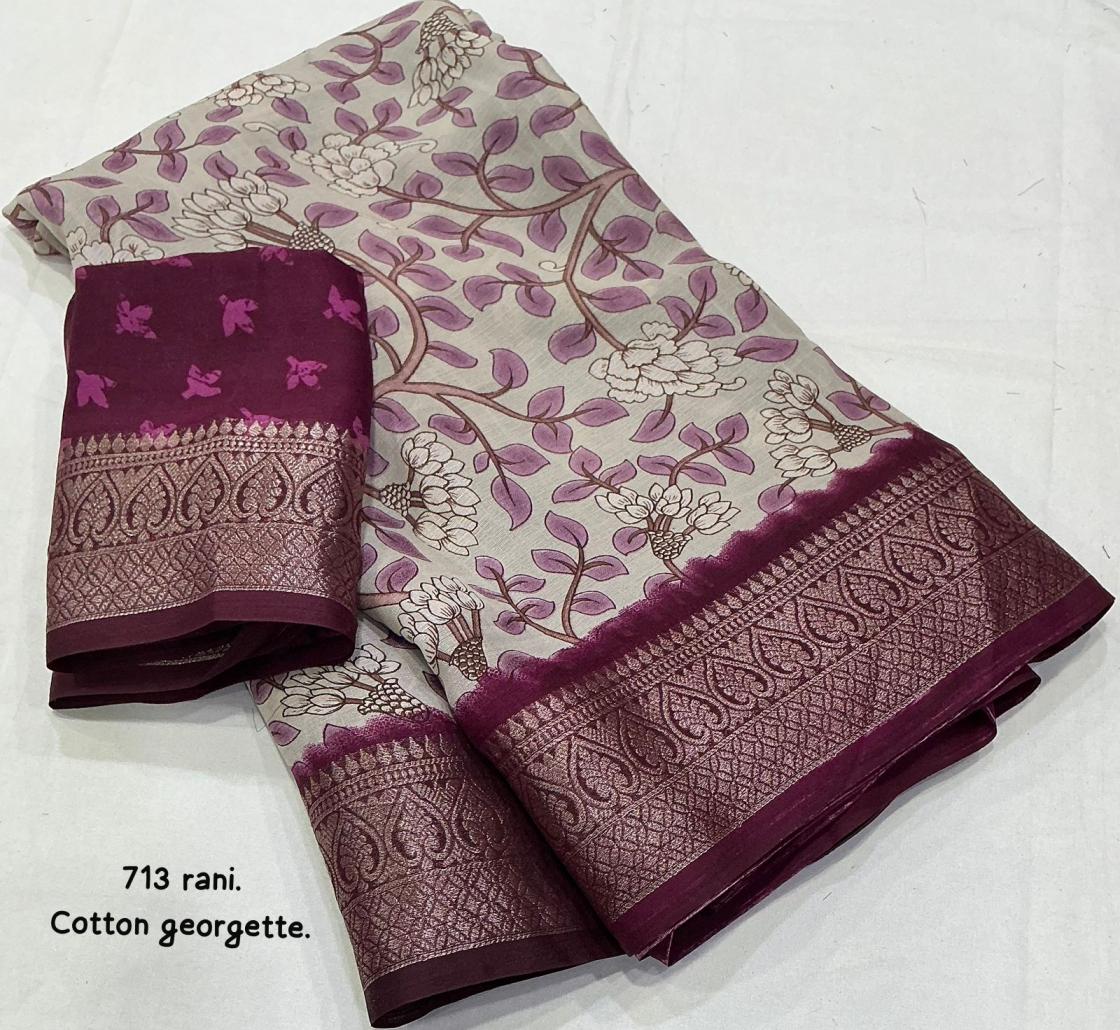 kc 713 pretty cotton georgette sarees online 