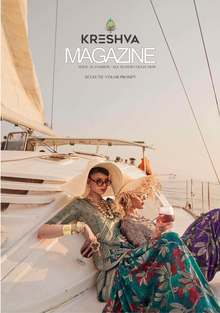 kreshva magazine 4453-4458 georgette fashionable saree for womens 