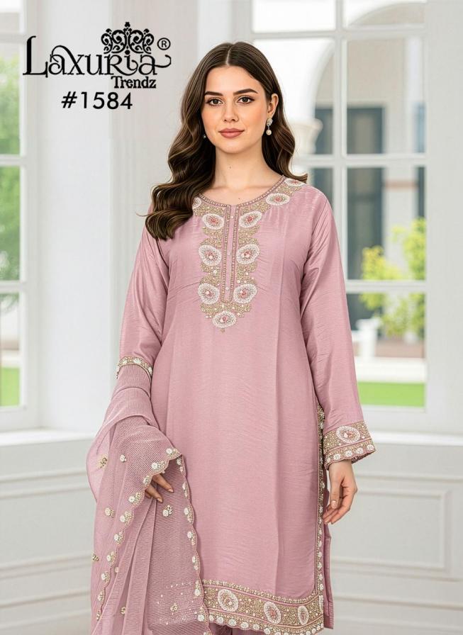 laxuria trendz 1584 imported satin readymade pakistani 3pcs dress