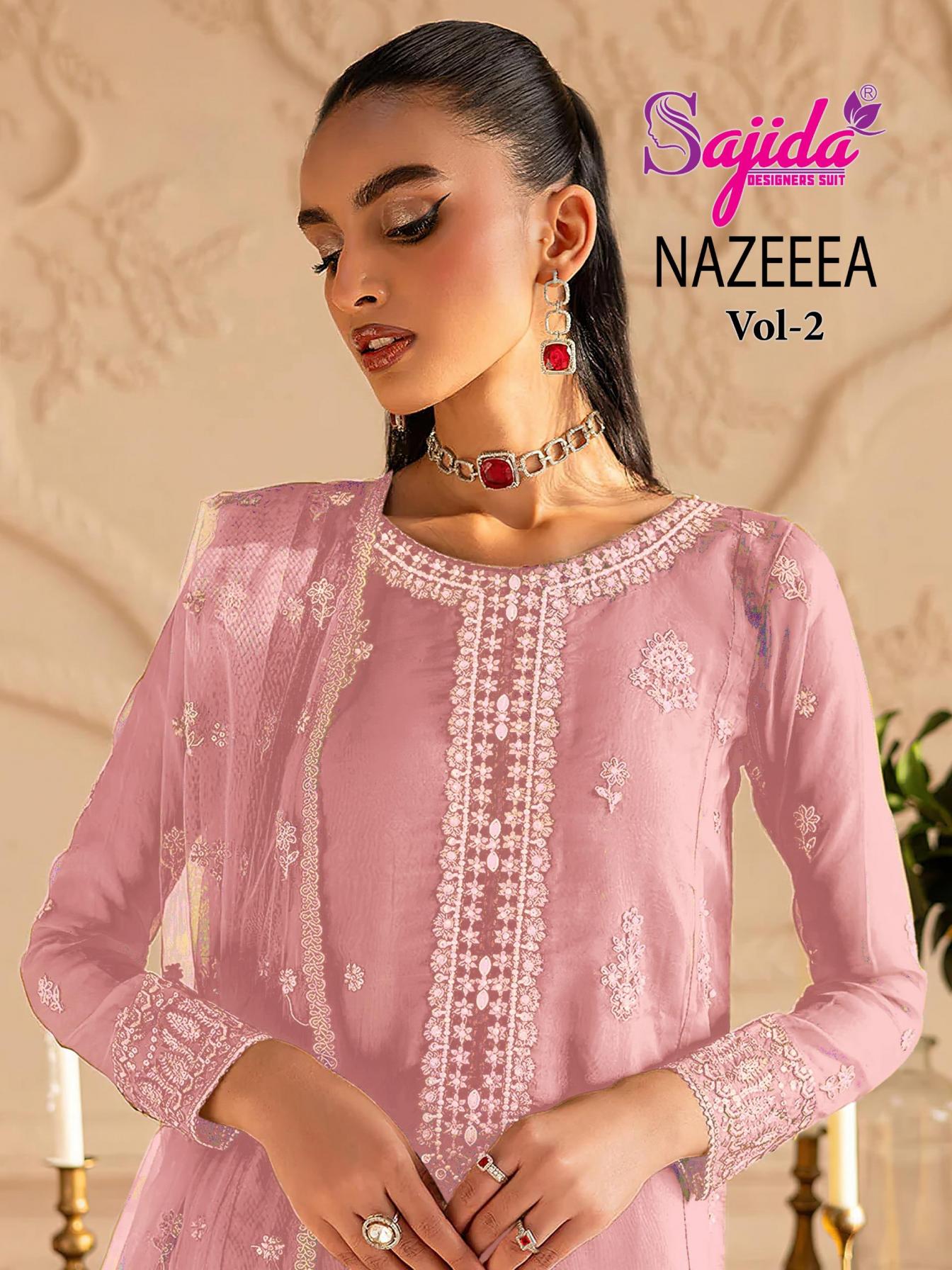 nazeeea vol 2 by sajida designer organza pakistani suits online sale