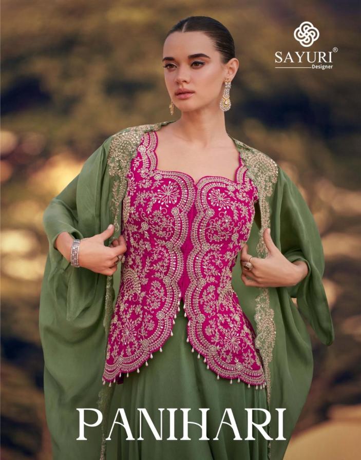 panihari by sayuri designer readymade chinon silk plazzo jacket style western dress