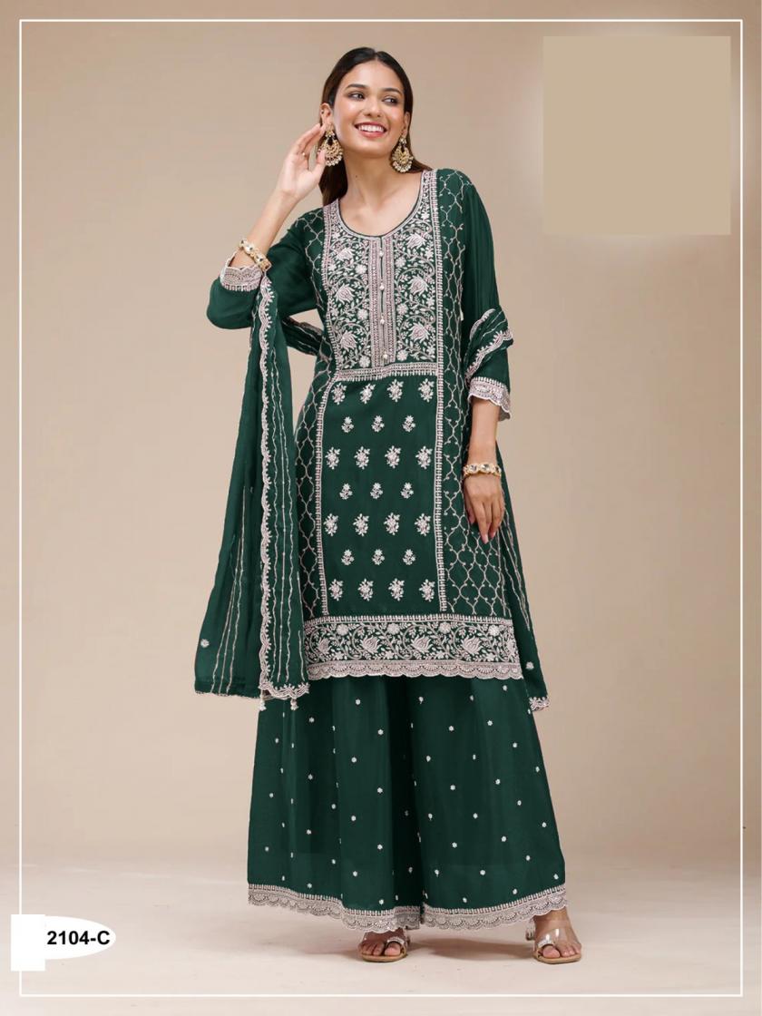 PR 9STAR FASHION NISSA HIT HEAVY FAUX GEORGETTE WITH EMBRODERY WORK FANCY DESIGNER UNSTICHD SUIT 