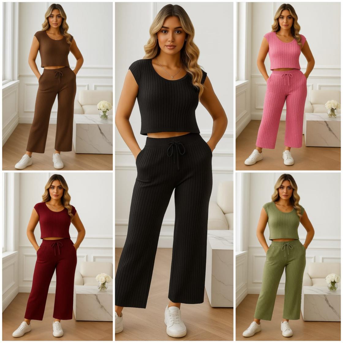 PR 9STAR FASHION SUPER  RIBBED FABRIC FANCY DESIGNER  CO ORD SET 