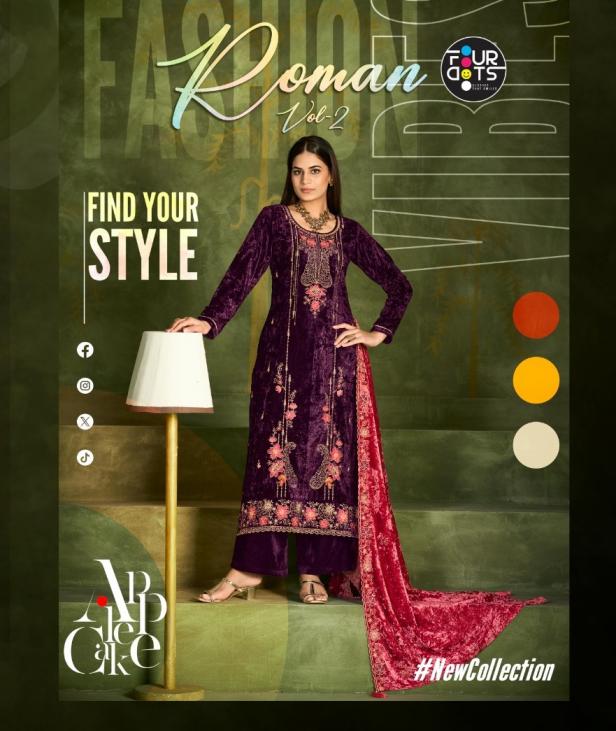 roman vol 2 by fourdots elegant style makhamal velvet dress materials 