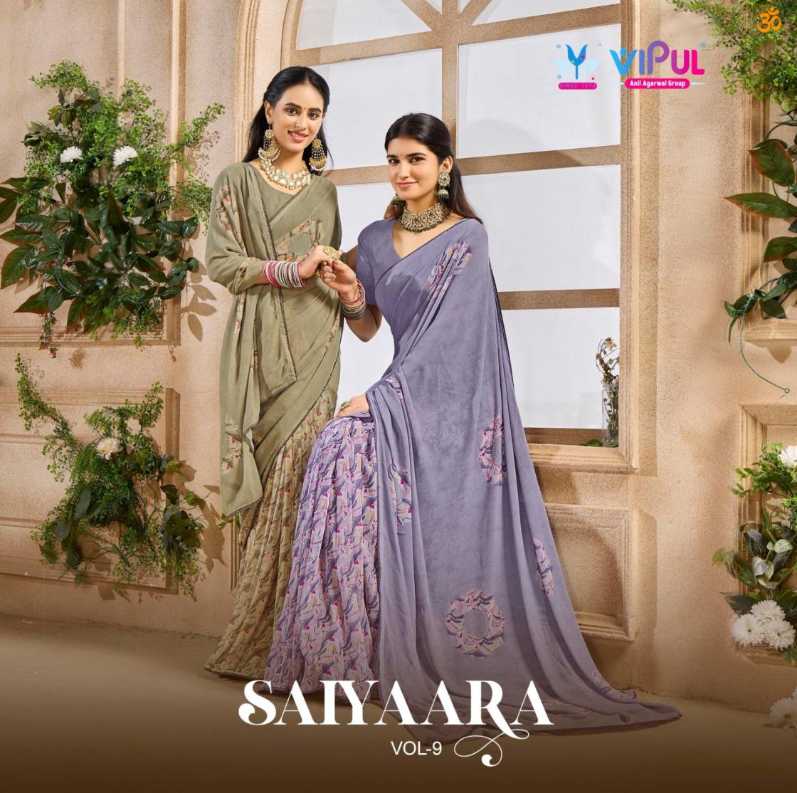 saiyaara vol 9 by vipul casual wetless saree supplier 