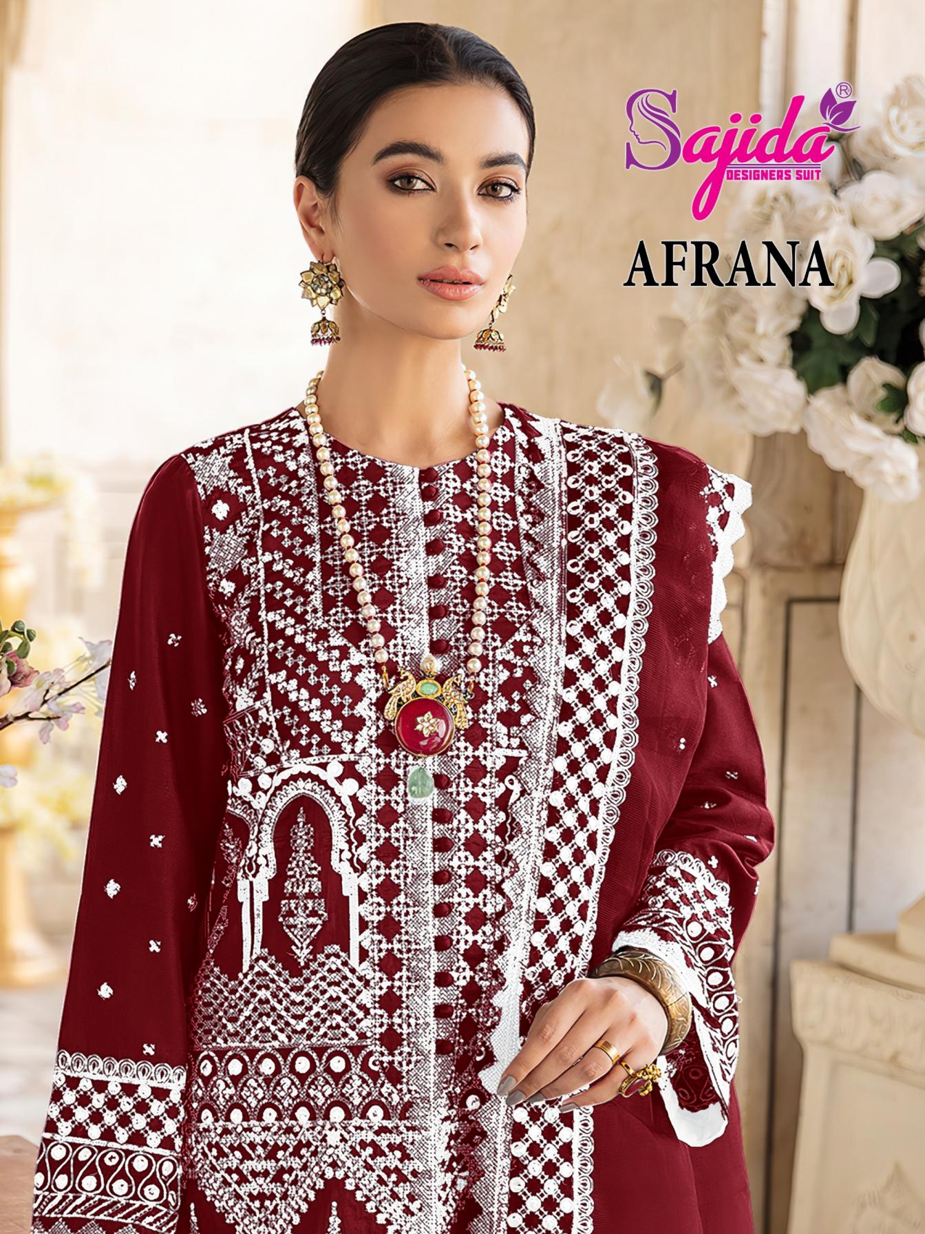 sajida designer afrana faux georgette unique pakistani unstitch suits 