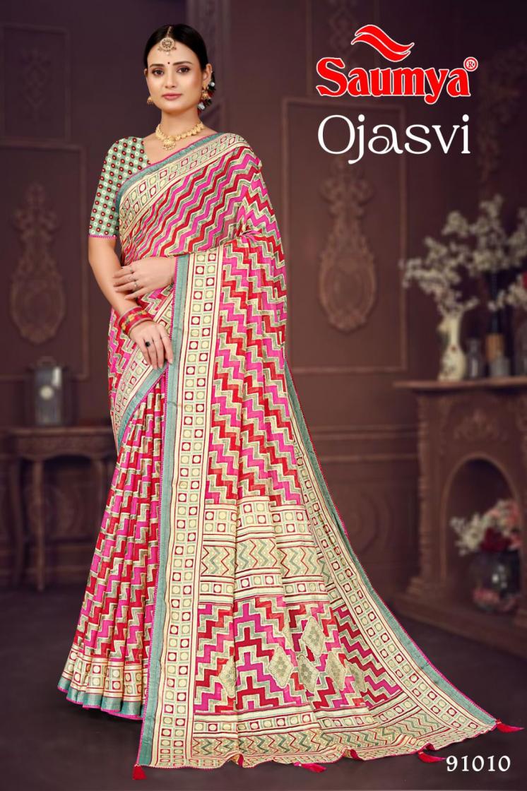 saumya ojasvi dull moss brasso new design sarees