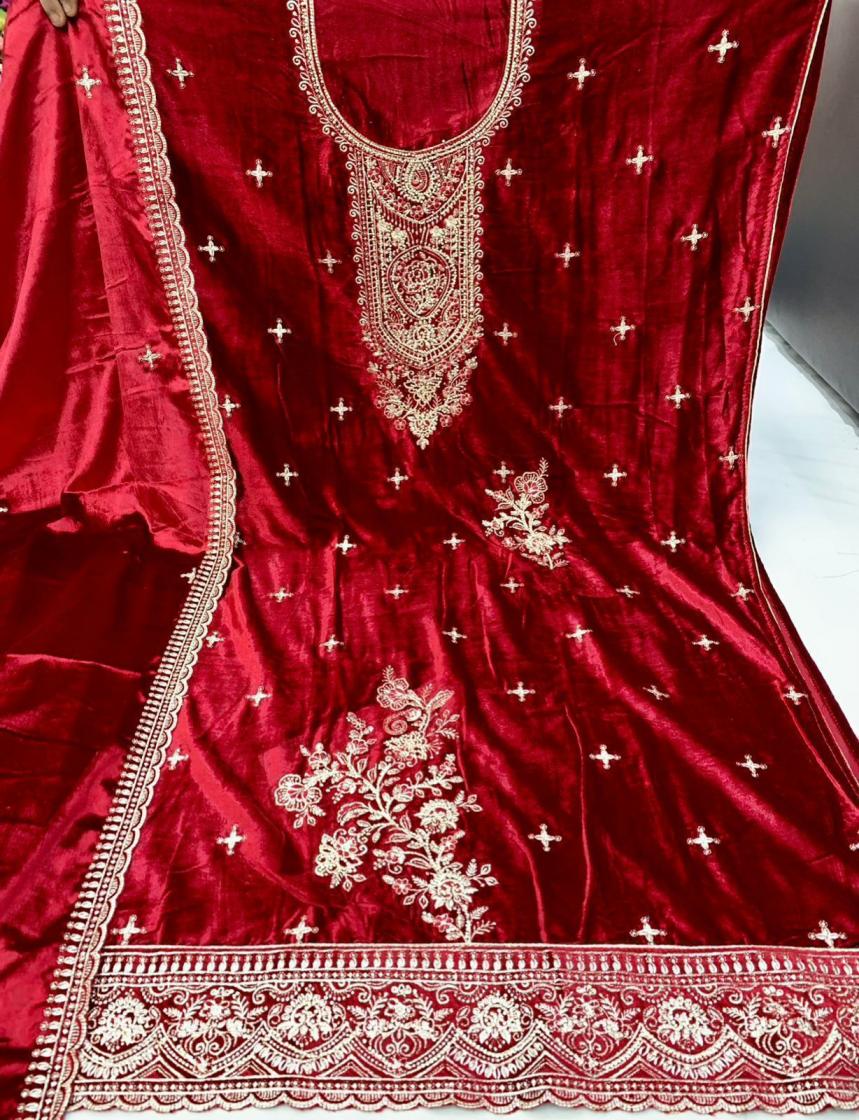 sheetal attractive look viscose makhmal velvet 3pcs dress