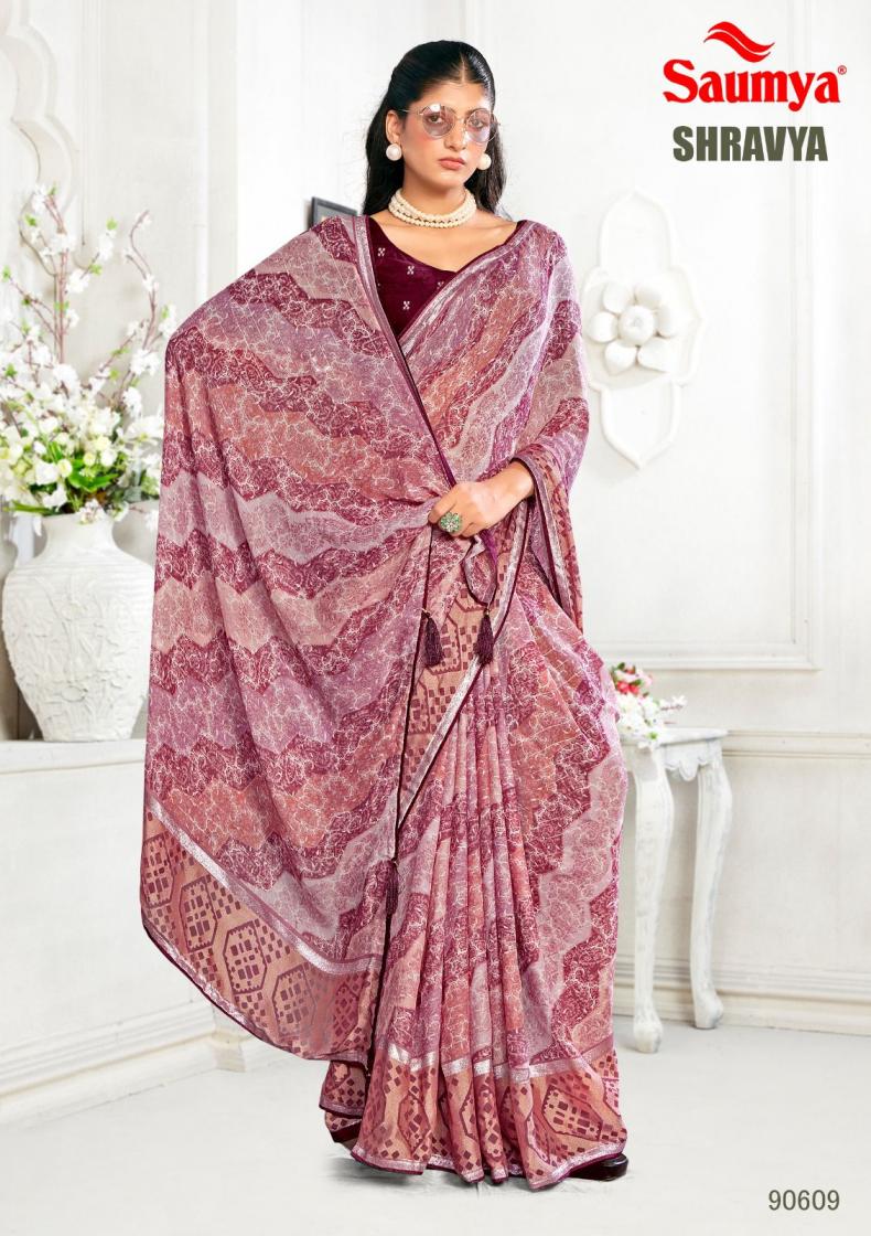 shravya by saumya dull moss panel brasso sarees 
