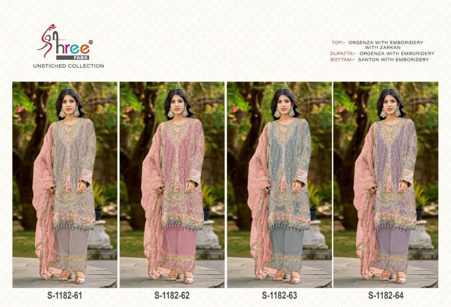 shree fabs s 1182 colour organza embroidery pakistani unstitch dress