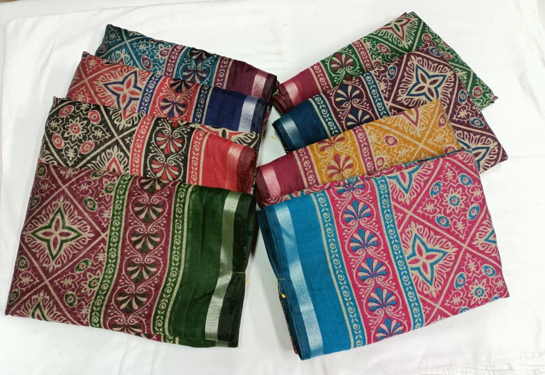 silk crepe 8 colors matching stylish saree with blouse