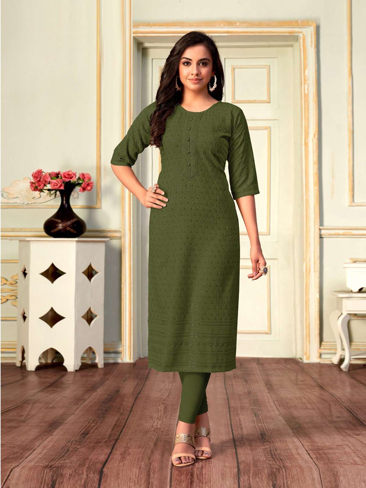 TUNIC HOUSE VIVO CHIKANKARI KURTI COMBO SIZE SET COLLECTION