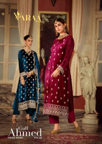 varaa fab gull ahmed vol 3 viscose velvet winter special 3pcs dress