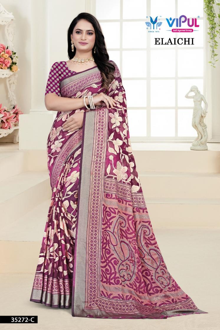 vipul 35272 unique colours brasso sarees online 