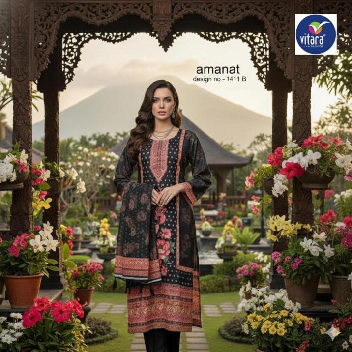 vitara fashion amanat muslin weaving jacquard fully stitch pakistani combo dress