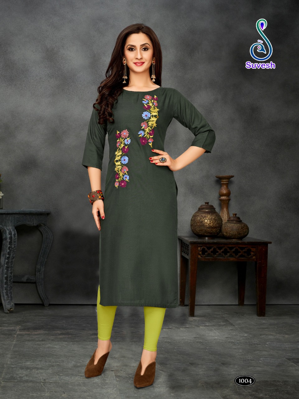 Suvesh Present S10 Cotton Embroidery Formal Wear Kurti Collection