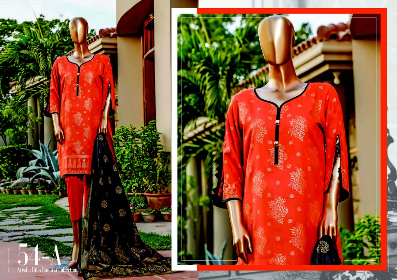 Farooq Textile Moosajee Ayesha Hiba Banarasi Printed Lawn Original