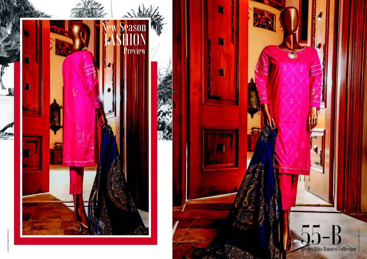 Farooq Textile Moosajee Ayesha Hiba Banarasi Printed Lawn Original