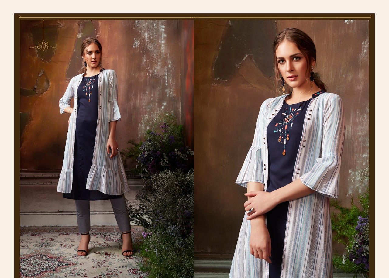 High Line By Rangoon Cotton Embroidery Kurti With Shrug Collection